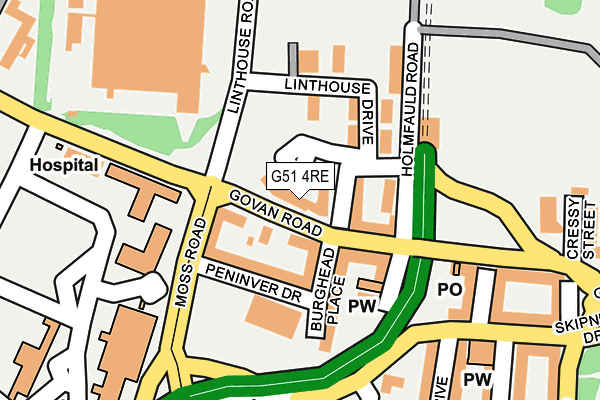 G51 4RE map - OS OpenMap – Local (Ordnance Survey)