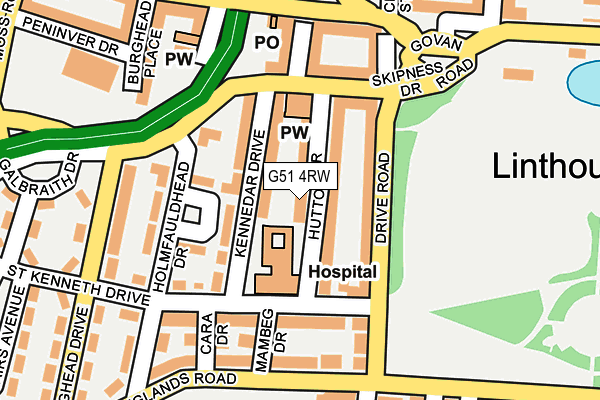 G51 4RW map - OS OpenMap – Local (Ordnance Survey)