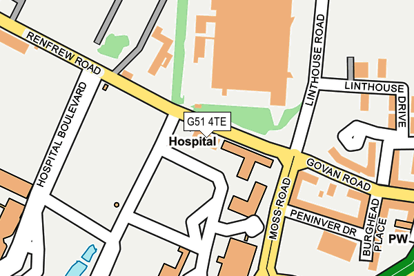 G51 4TE map - OS OpenMap – Local (Ordnance Survey)