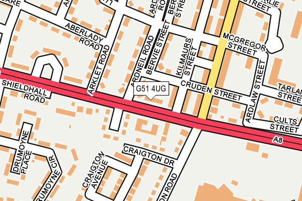 G51 4UG map - OS OpenMap – Local (Ordnance Survey)