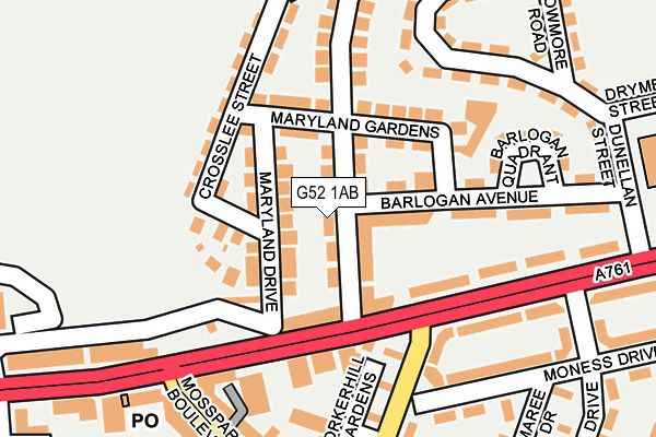 G52 1AB map - OS OpenMap – Local (Ordnance Survey)