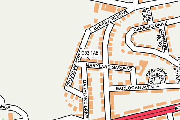 G52 1AE map - OS OpenMap – Local (Ordnance Survey)