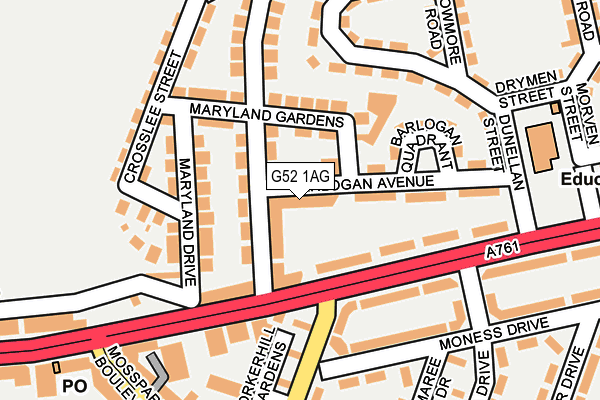 G52 1AG map - OS OpenMap – Local (Ordnance Survey)