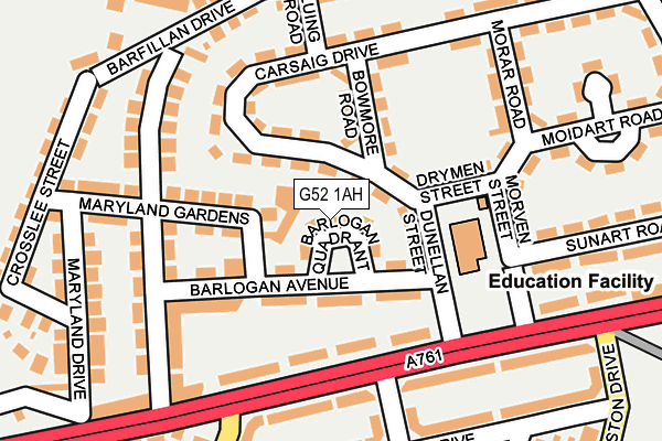 G52 1AH map - OS OpenMap – Local (Ordnance Survey)