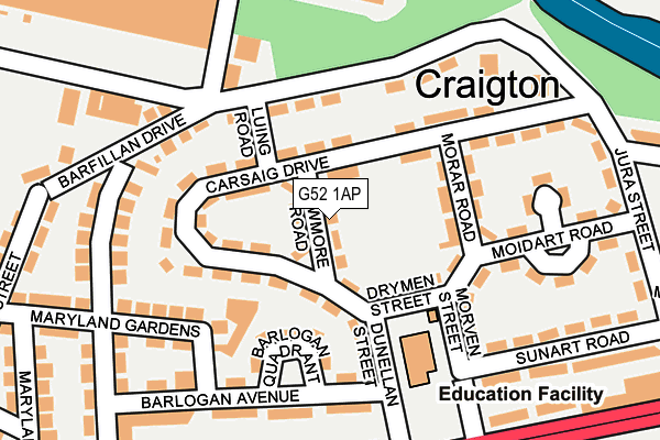 G52 1AP map - OS OpenMap – Local (Ordnance Survey)