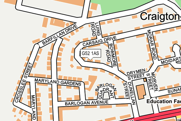 G52 1AS map - OS OpenMap – Local (Ordnance Survey)