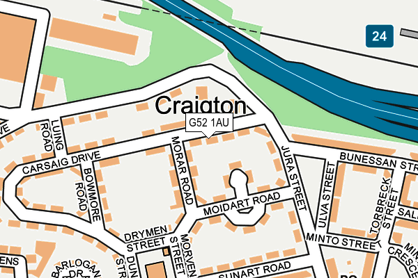 G52 1AU map - OS OpenMap – Local (Ordnance Survey)