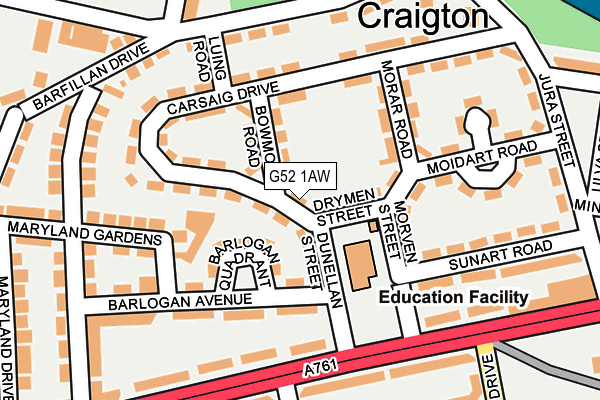 G52 1AW map - OS OpenMap – Local (Ordnance Survey)