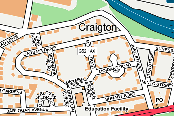 G52 1AX map - OS OpenMap – Local (Ordnance Survey)