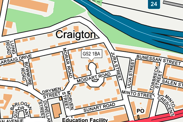 G52 1BA map - OS OpenMap – Local (Ordnance Survey)