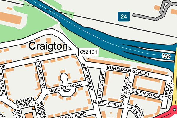 G52 1DH map - OS OpenMap – Local (Ordnance Survey)