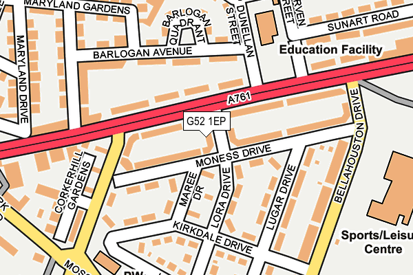 G52 1EP map - OS OpenMap – Local (Ordnance Survey)