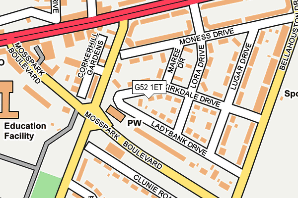 G52 1ET map - OS OpenMap – Local (Ordnance Survey)