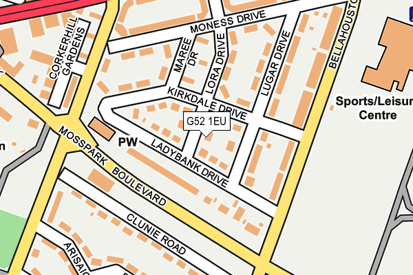 G52 1EU map - OS OpenMap – Local (Ordnance Survey)