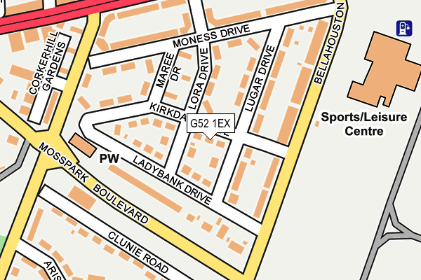 G52 1EX map - OS OpenMap – Local (Ordnance Survey)