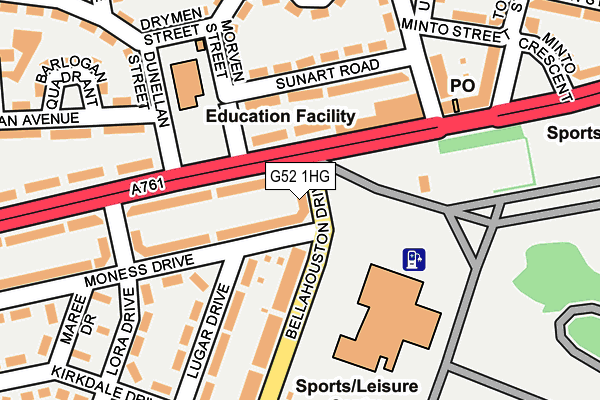 G52 1HG map - OS OpenMap – Local (Ordnance Survey)