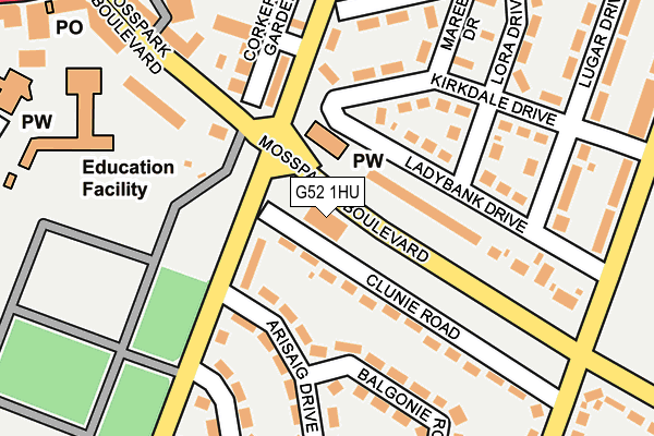 G52 1HU map - OS OpenMap – Local (Ordnance Survey)