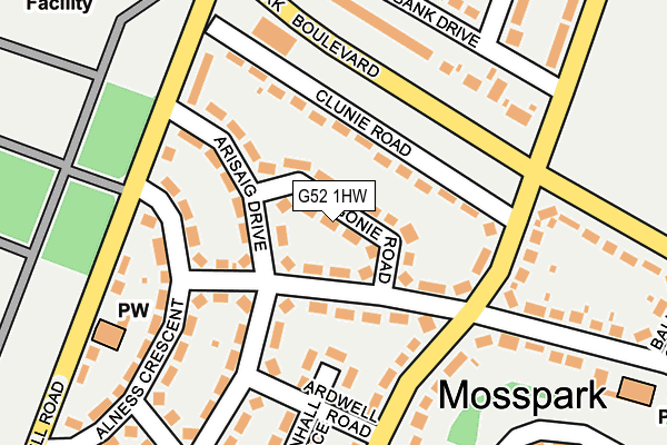 G52 1HW map - OS OpenMap – Local (Ordnance Survey)