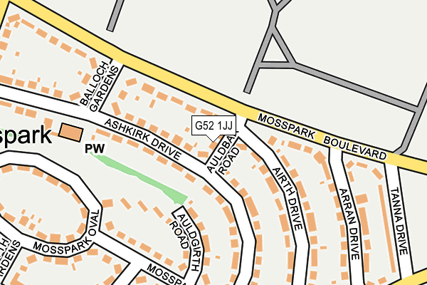 G52 1JJ map - OS OpenMap – Local (Ordnance Survey)