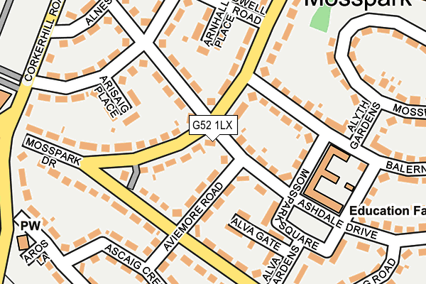 G52 1LX map - OS OpenMap – Local (Ordnance Survey)