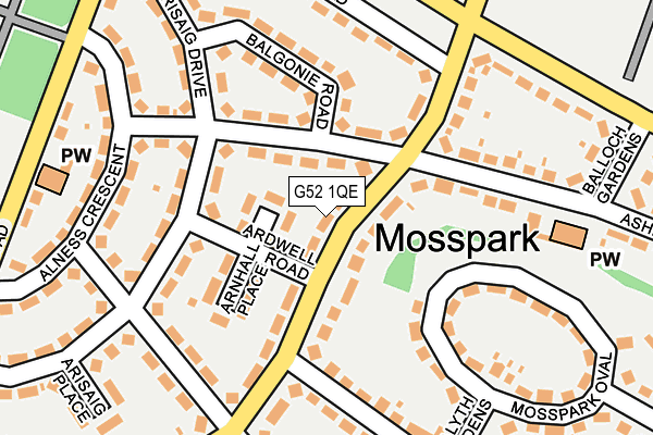 G52 1QE map - OS OpenMap – Local (Ordnance Survey)