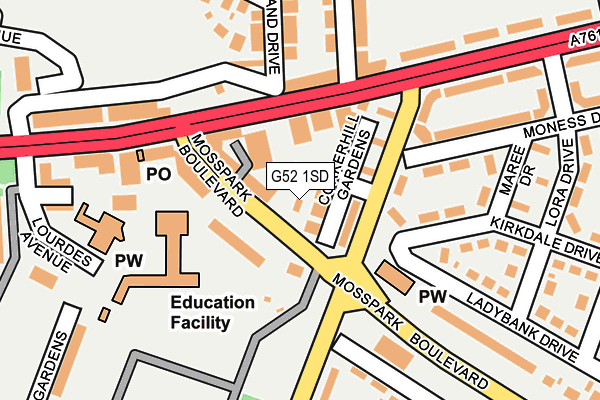 G52 1SD map - OS OpenMap – Local (Ordnance Survey)