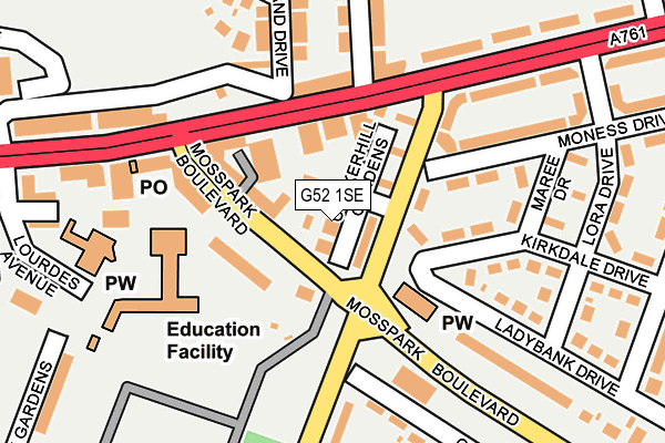 G52 1SE map - OS OpenMap – Local (Ordnance Survey)