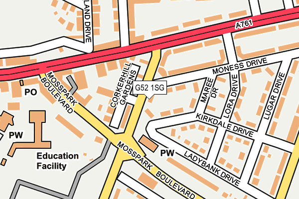 G52 1SG map - OS OpenMap – Local (Ordnance Survey)