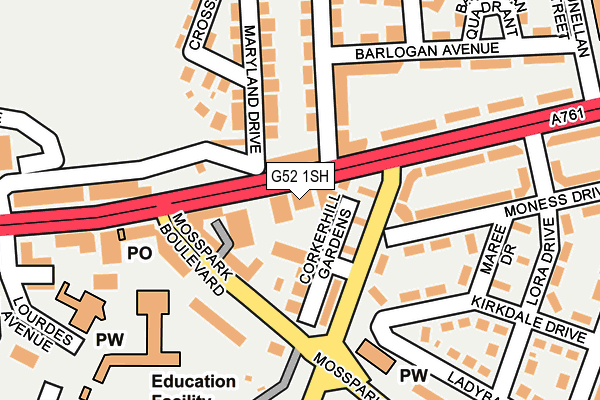 G52 1SH map - OS OpenMap – Local (Ordnance Survey)