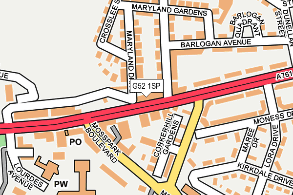 G52 1SP map - OS OpenMap – Local (Ordnance Survey)