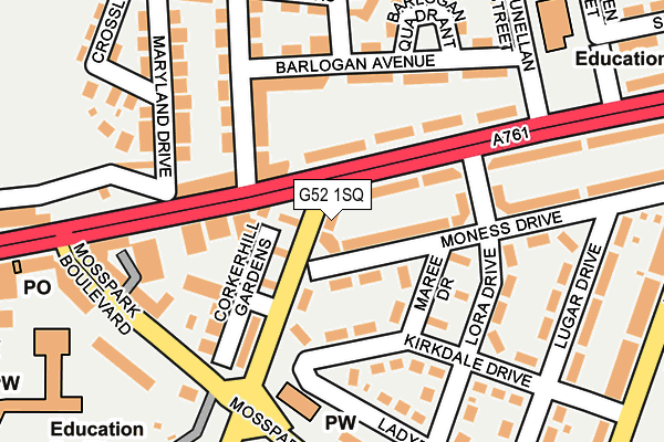 G52 1SQ map - OS OpenMap – Local (Ordnance Survey)