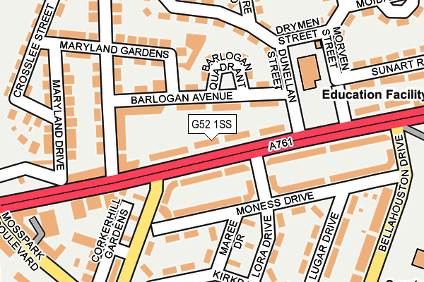 G52 1SS map - OS OpenMap – Local (Ordnance Survey)