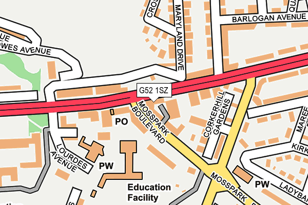 G52 1SZ map - OS OpenMap – Local (Ordnance Survey)