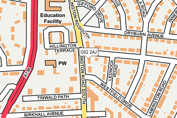 G52 2AJ map - OS OpenMap – Local (Ordnance Survey)