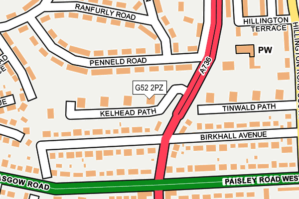 G52 2PZ map - OS OpenMap – Local (Ordnance Survey)