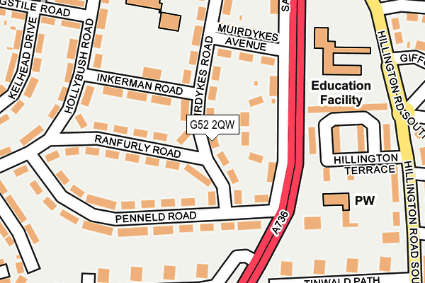 G52 2QW map - OS OpenMap – Local (Ordnance Survey)