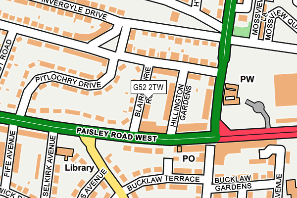 G52 2TW map - OS OpenMap – Local (Ordnance Survey)