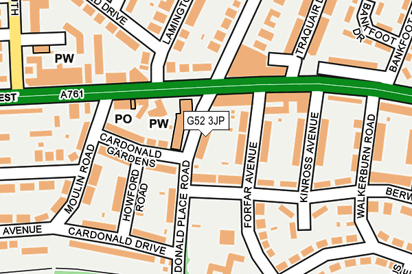 G52 3JP map - OS OpenMap – Local (Ordnance Survey)
