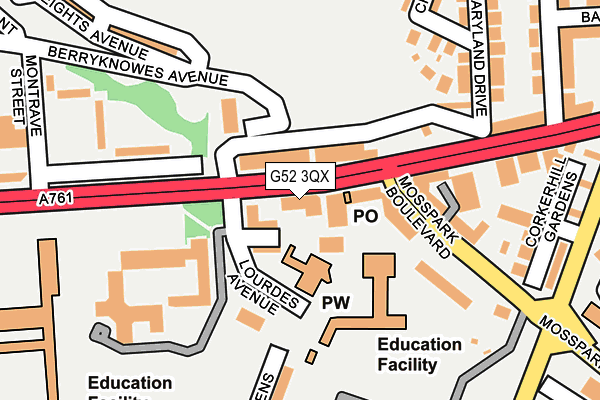 G52 3QX map - OS OpenMap – Local (Ordnance Survey)