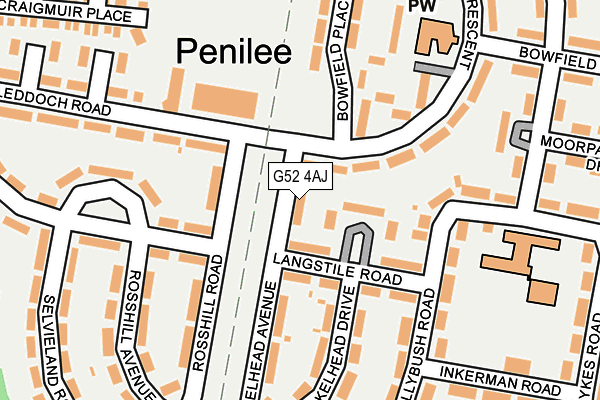 G52 4AJ map - OS OpenMap – Local (Ordnance Survey)