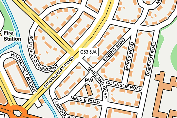 G53 5JA map - OS OpenMap – Local (Ordnance Survey)