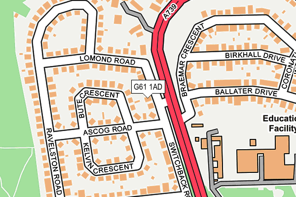 G61 1AD map - OS OpenMap – Local (Ordnance Survey)