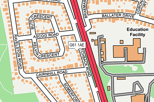 G61 1AE map - OS OpenMap – Local (Ordnance Survey)
