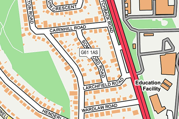 G61 1AS map - OS OpenMap – Local (Ordnance Survey)