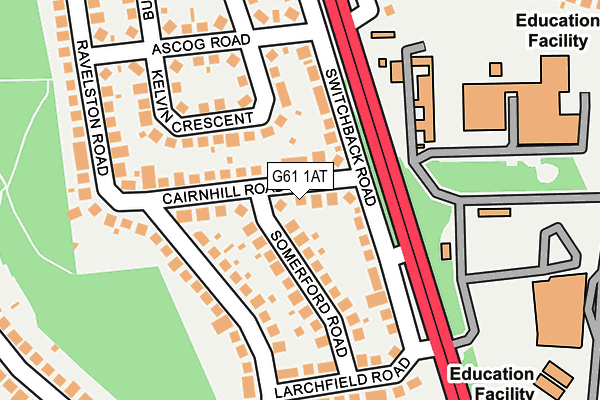 G61 1AT map - OS OpenMap – Local (Ordnance Survey)