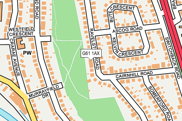 G61 1AX map - OS OpenMap – Local (Ordnance Survey)