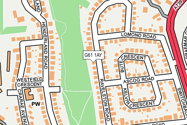 G61 1AY map - OS OpenMap – Local (Ordnance Survey)