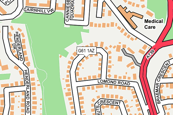 G61 1AZ map - OS OpenMap – Local (Ordnance Survey)