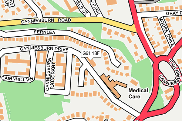 G61 1BF map - OS OpenMap – Local (Ordnance Survey)