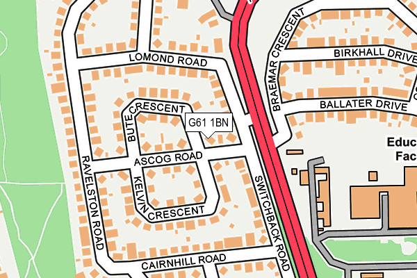 G61 1BN map - OS OpenMap – Local (Ordnance Survey)